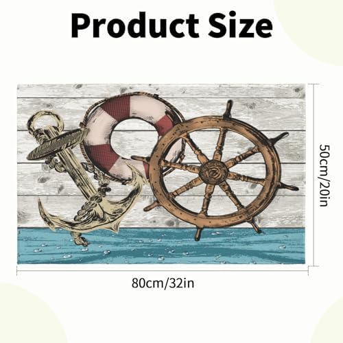 Giwawa Nautical Anchor Bath Rug Coastal Boat Bathtub Mat Extra Absorbent - Image 3