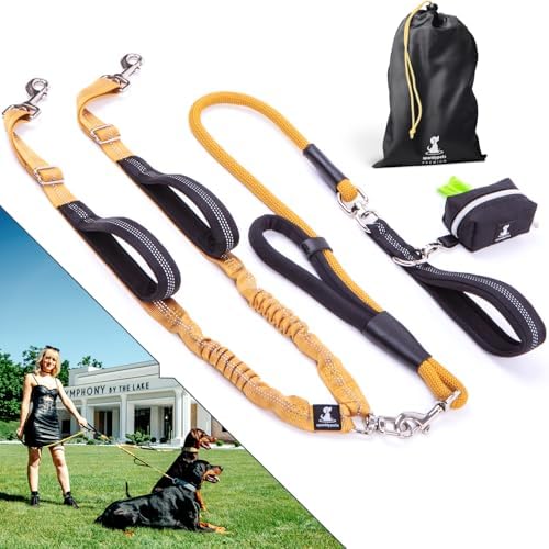 Premium Double Leash for Two Dogs, Medium & Large Breeds by SparklyPets
