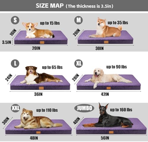 Patas Lague Orthopedic Large Dog Bed Washable Pet Sofa Mat 48''X30''Purple - Image 5