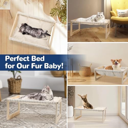 Elevated Cat Bed, Wooden Cat Hammock - Image 2