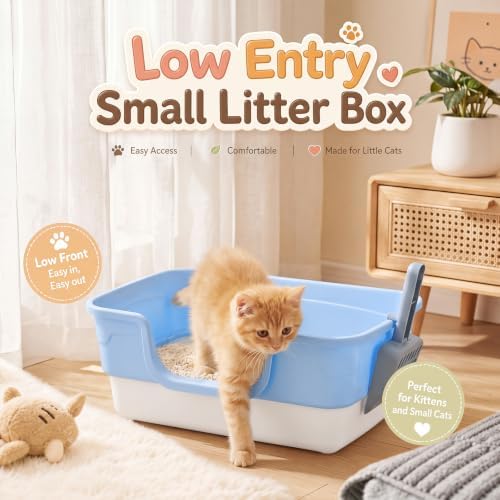 Bokon 2 Pack Small Cat Low Entry Litter Box, Kitty Litter Pan - Image 2