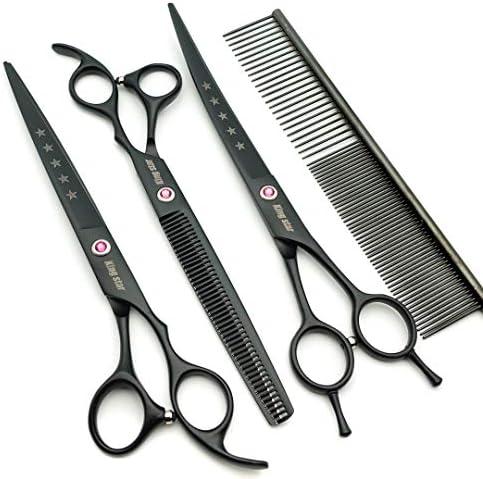 KINGSTAR 8.0in. Matt Black Professional Pet Grooming Scissors Set, Straight & - Image 3