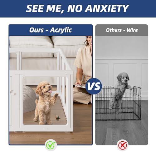 Clear Acrylic Dog Playpen Indoor Pet Pen, 10 Panels - Image 2