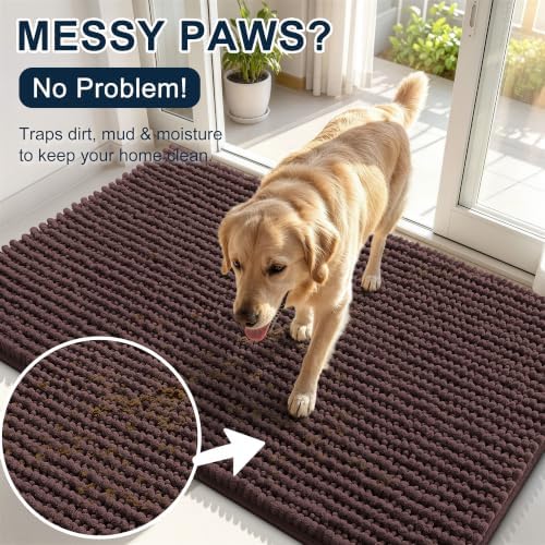 Smiry Dog Door Mat for Muddy Paws 40x32, Ultra Absorbent Chenille Doormat - Image 5