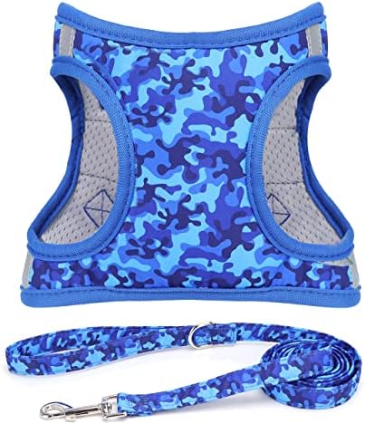 Step in Boy Dog Harness Leash Set- All Weather Reflective No-Pull Padded Mesh by MOONPET