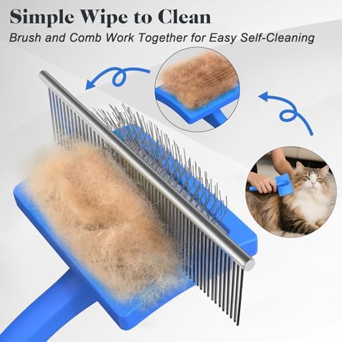 2PCS Slicker Brush for Dogs & Pet Comb, Professional Dog Grooming Brush - Image 5