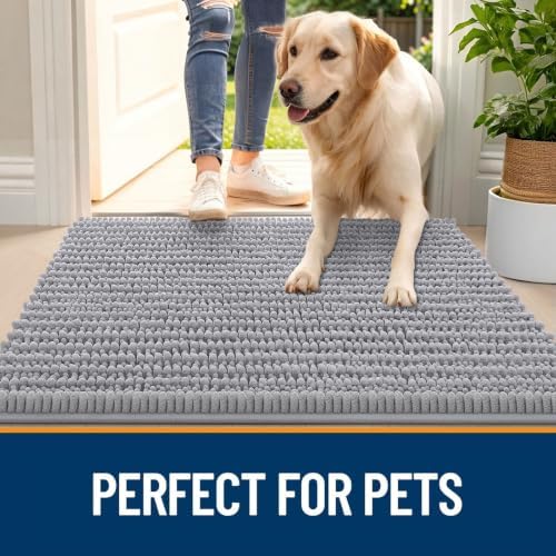 OLANLY Dog Door Mat for Muddy Paws 24x16, Ultra-Absorbent Chenille Mud Mat - Image 6