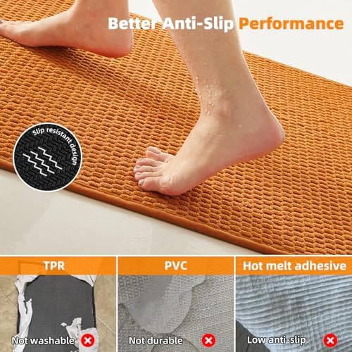 TYUU Bathroom Rugs Non Slip Washable, Super Absorbent Thin Bath Mat Quick Dry - Image 4