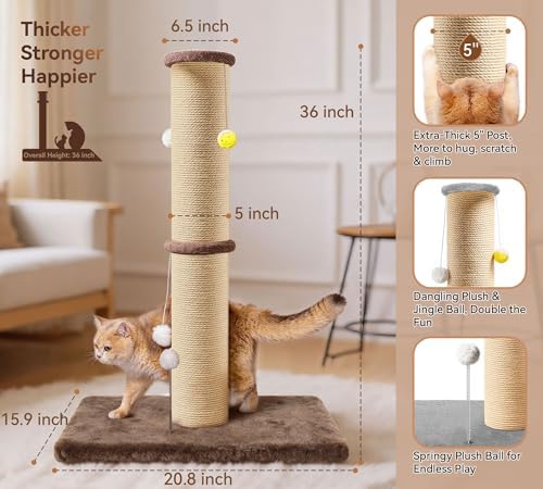 5-Inch Sisal Cat Scratching Post - Image 2