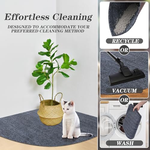 Tinideya 2 Pcs Corner Cat Litter Mat Waterproof Litter Box Mat - Image 4