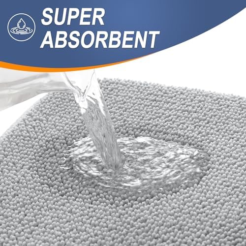 OLANLY Memory Foam Small Bathroom Rug 24x16, Absorbent Bath Mat, Light Grey - Image 3