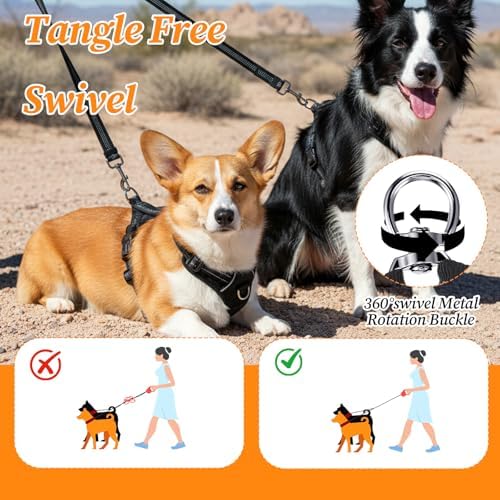 Double Dog Leash for Two Dogs, No Pull Two Dog Leash, No Tangle for Small 2 - Image 7