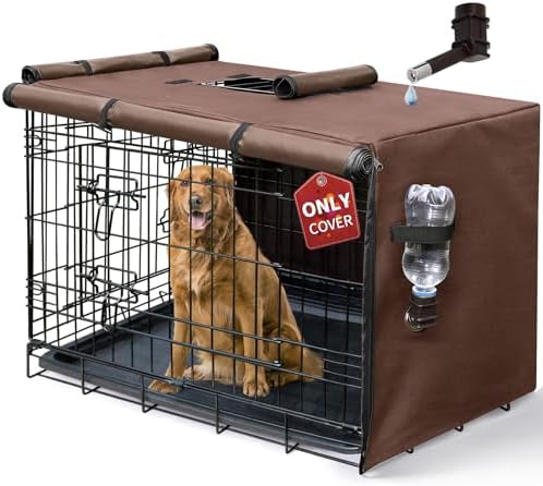 DONORO Dog Crate Cover, Waterproof Pet Kennel Cover 600D Heavy Duty Dog Cage by DONORO