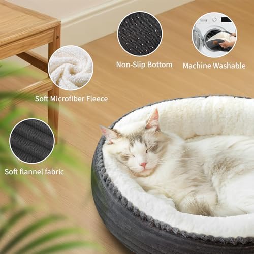 Zerbuger 20in Dark Grey Round Dog Bed Sofa - Image 5
