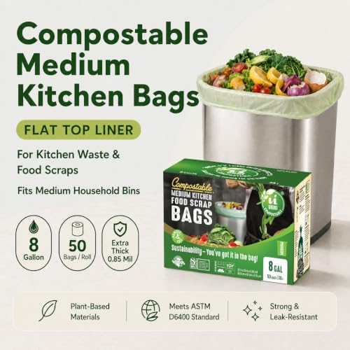 UNNI 8 Gallon Compostable Bags, 30 Liter, Extra Thick 0.85 Mil - Image 2