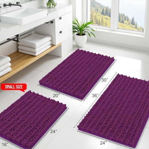 Smiry Bathroom Rugs 36X24, Extra Soft Rubber Backing Chenille Bath Mats - Image 2