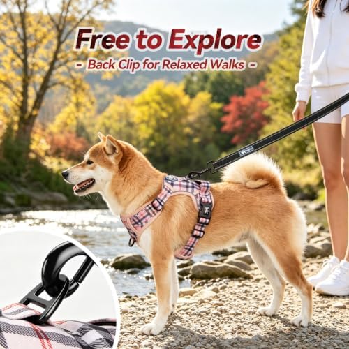 PoyPet Plaid Dog Harness Medium, No Pull Vest - Image 4