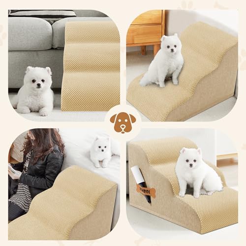 Romrol Dog Stairs Ramp for Beds Couches, Extra Wide Pet Steps - Image 6