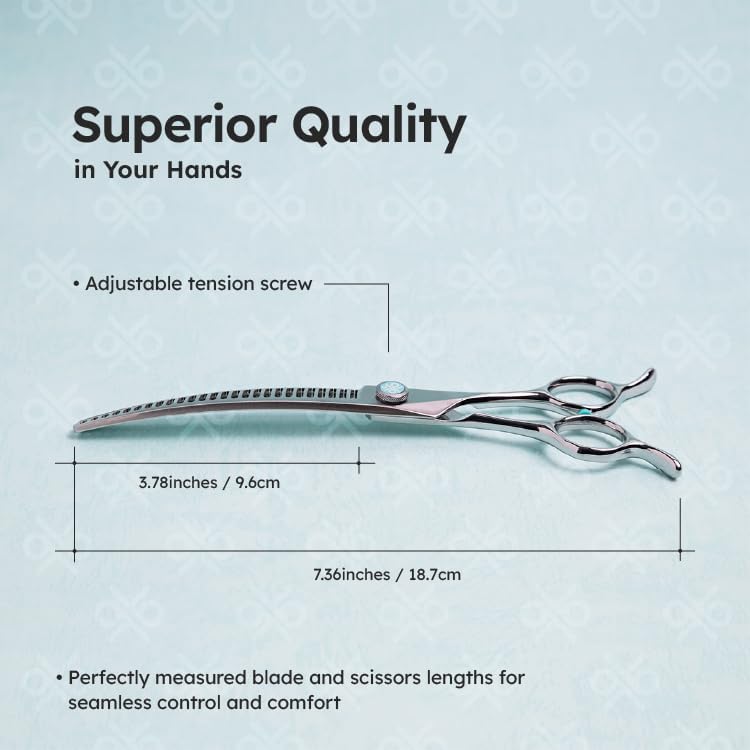 7.5” Curved Dog Grooming Chunker Scissors – 26 Teeth, VG10 Japanese Steel - Image 3