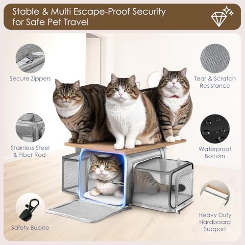 Top and 2 Sides Expandable Cat Carrier 18x11x11 TSA Airline Approved - Image 5