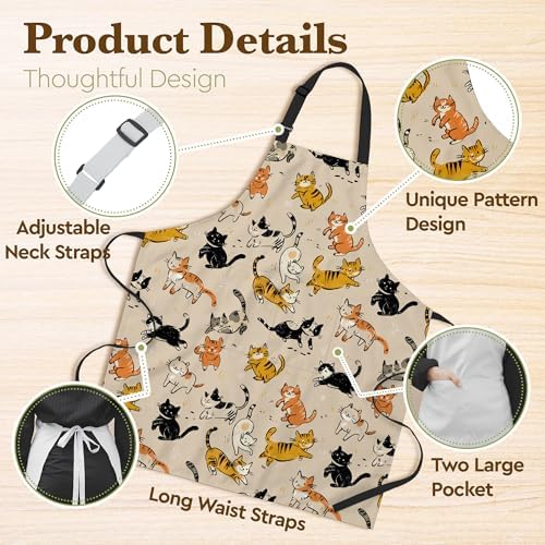 Funny Cat Apron Gift for Women Cat Mom Wife Girlfriend Daughter Friends - Image 3