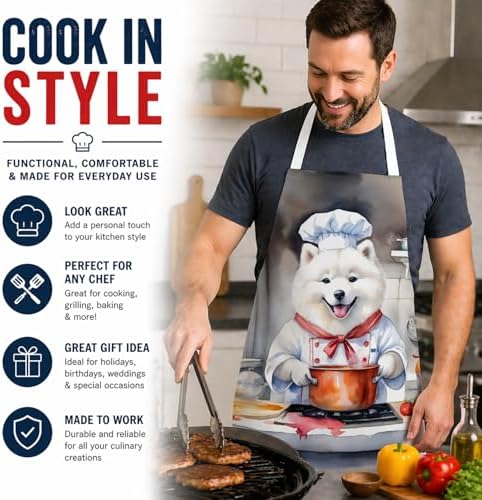 Caroline's Treasures Samoyed The Chef Apron Cooking Kitchen Server Baking - Image 2