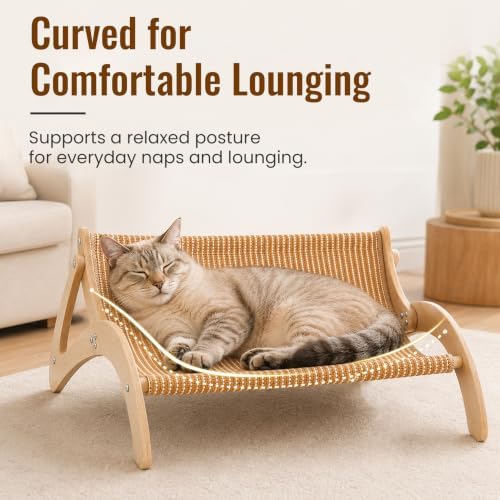 XL Sisal Cat Scratcher Bed for Large Cats|Stable Wood Cat Lounge|21x21x10 - Image 2