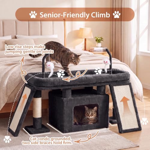 Heybly Cat Tree Extra-Long & Stable 2 Adjustable Scratch Boards HCT210SG - Image 6