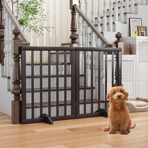 Freestanding Foldable Dog Gate 2 Panel, Fully Assembled Dog Gates - Image 2