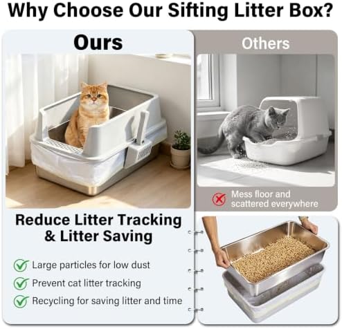 Stainless Steel Sifting Litter Box, XL Litter Boxes - Image 4