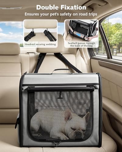 Dog Car Carrier Light Weight 24×17.7×20.5in, Foldable Dog Carrier - Image 3