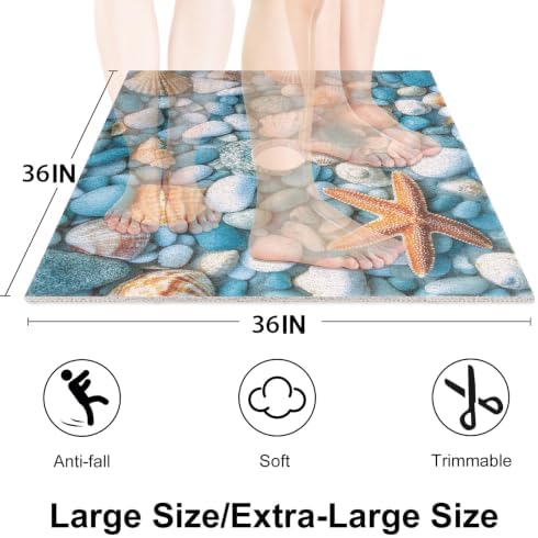 Square Shower Mat, Yonala 36 x 36 Inch Stylish Non Slip Shower Mats - Image 2