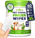 Dog Dental Wipes for Teeth Cleaning, Finger Toothbrush Wipes for Dogs Cats by EDGEVEIL