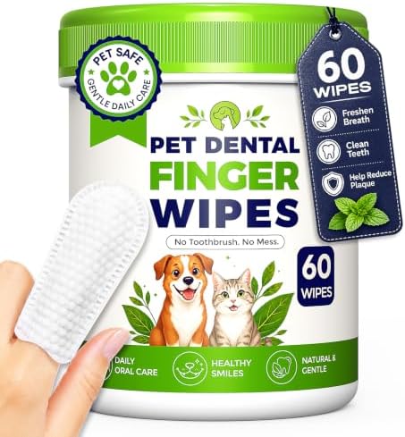 Dog Dental Wipes for Teeth Cleaning, Finger Toothbrush Wipes for Dogs Cats by EDGEVEIL