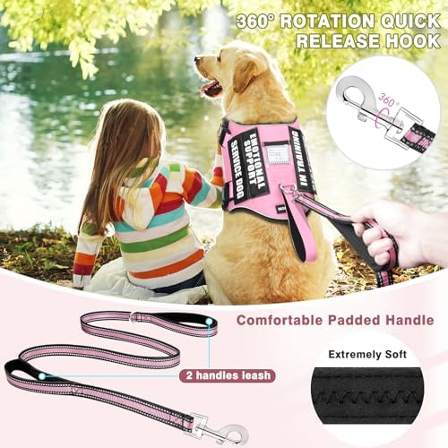 Service Dog Vest Harness and Leash Set+10 Patches, No Pull&Easy Walk Reflective - Image 3