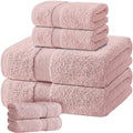 White Classic Pink Bath Towel Set of 6-100% Cotton Highly Absorbent Towels by WhiteClassic