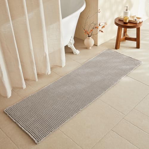 TYUU Waffle Runner Rug Bathroom, Long Boho Bath Mat, 72x24 Light Grey by TYUU