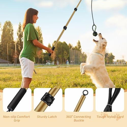 Flirt Pole for Dogs, Interactive Toys Tug-of-war for Pet, Durable Teaser Wand - Image 4