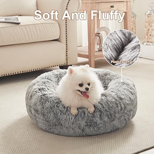 23 inches Faux Fur Fluffy Donut Dog Bed - Image 4