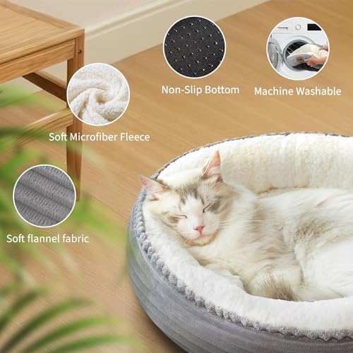 Zerbuger 23in Light Grey Round Dog Bed Sofa - Image 4