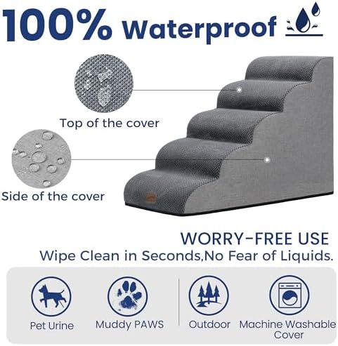 GoGoBunny Ramp Dog Stairs for High Beds 24.4" H, 5-Step Extra Wide Dog Slope - Image 6