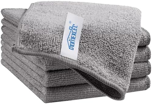 HOMEXCEL Grey Cleaning Rags 5 Pack, Highly Absorbent Microfiber Cleaning Cloth by HOMEXCEL