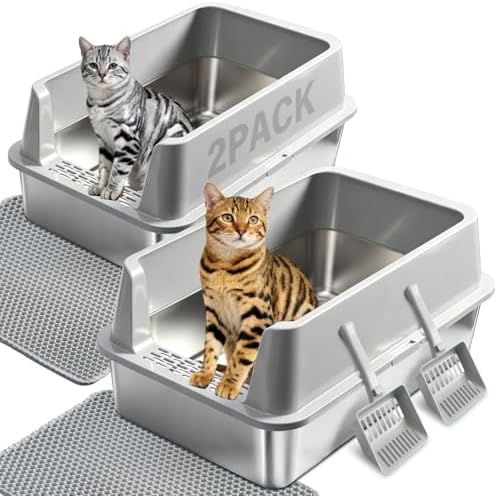 2PACK XL Stainless Steel Litter Box by Futam