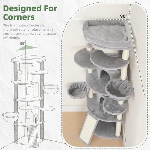 Gitelsnour Corner Cat Tree, All Sisal Multi-Cat Scratching Posts GCT035W - Image 2