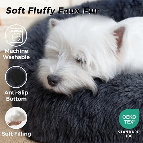 Calming Round Dog Bed with Anti-Slip Bottom, Medium Size Washable Anti-Anxiety - Image 3