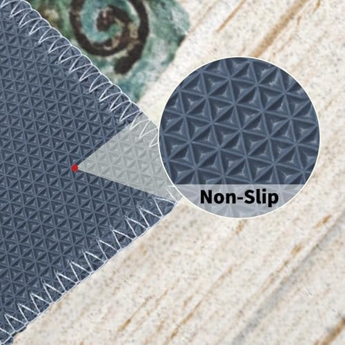 Giwawa Teal Floral Bath Rug Butterfly Flower Bath Carpet Soft Bathroom Plush - Image 4