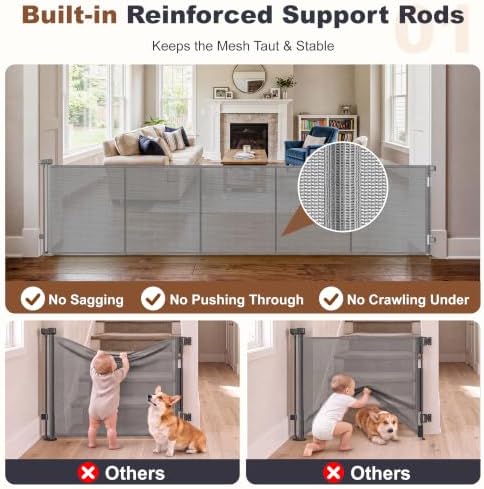 GRENFU Reinforced 120" Wide Retractable Baby Gates Prevent Crawling Through - Image 2