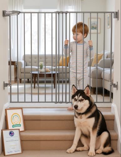 Babelio 34" H Extra Tall No Bottom Bar Baby Gate, 26-43" W by BABELIO