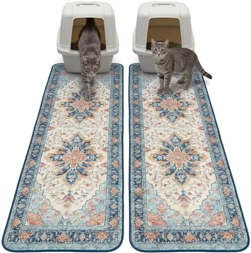 Hompet Cat Litter Mat 2 Pack, 20x60 Large Machine Washable Trapping Mats by Hompet