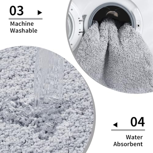 Disolla Silver Grey Bathroom Rugs 17x24, Non-Slip Plush Small Bath Mat - Image 5